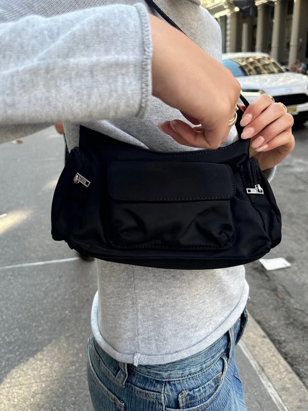 Brandy Melville Black Cargo Shoulder Bag - Picture 2 of 9